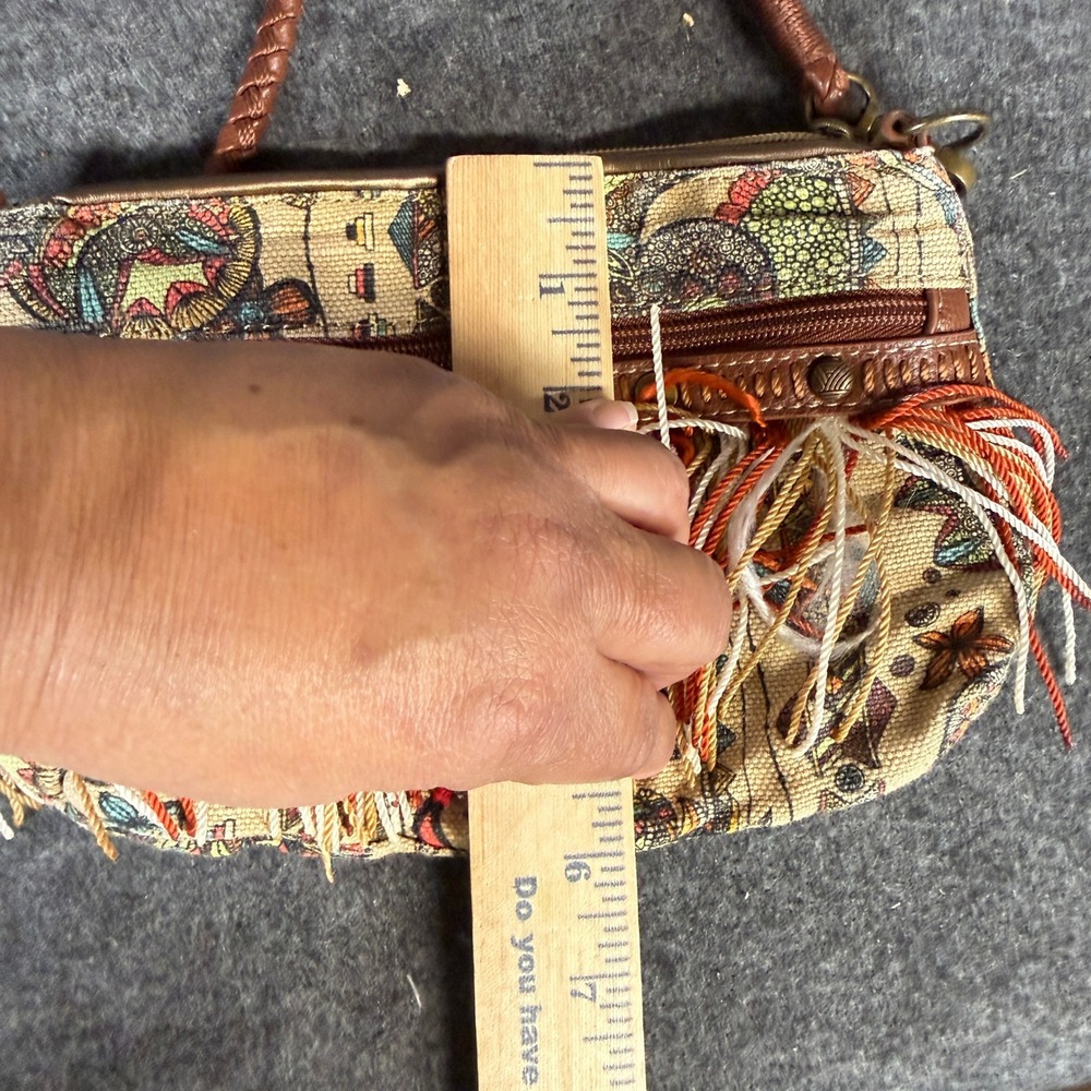 Sakroots Boho Fringe Canvas Crossbody Bag Multicolor Artistic Braided Strap - Picture 7 of 10